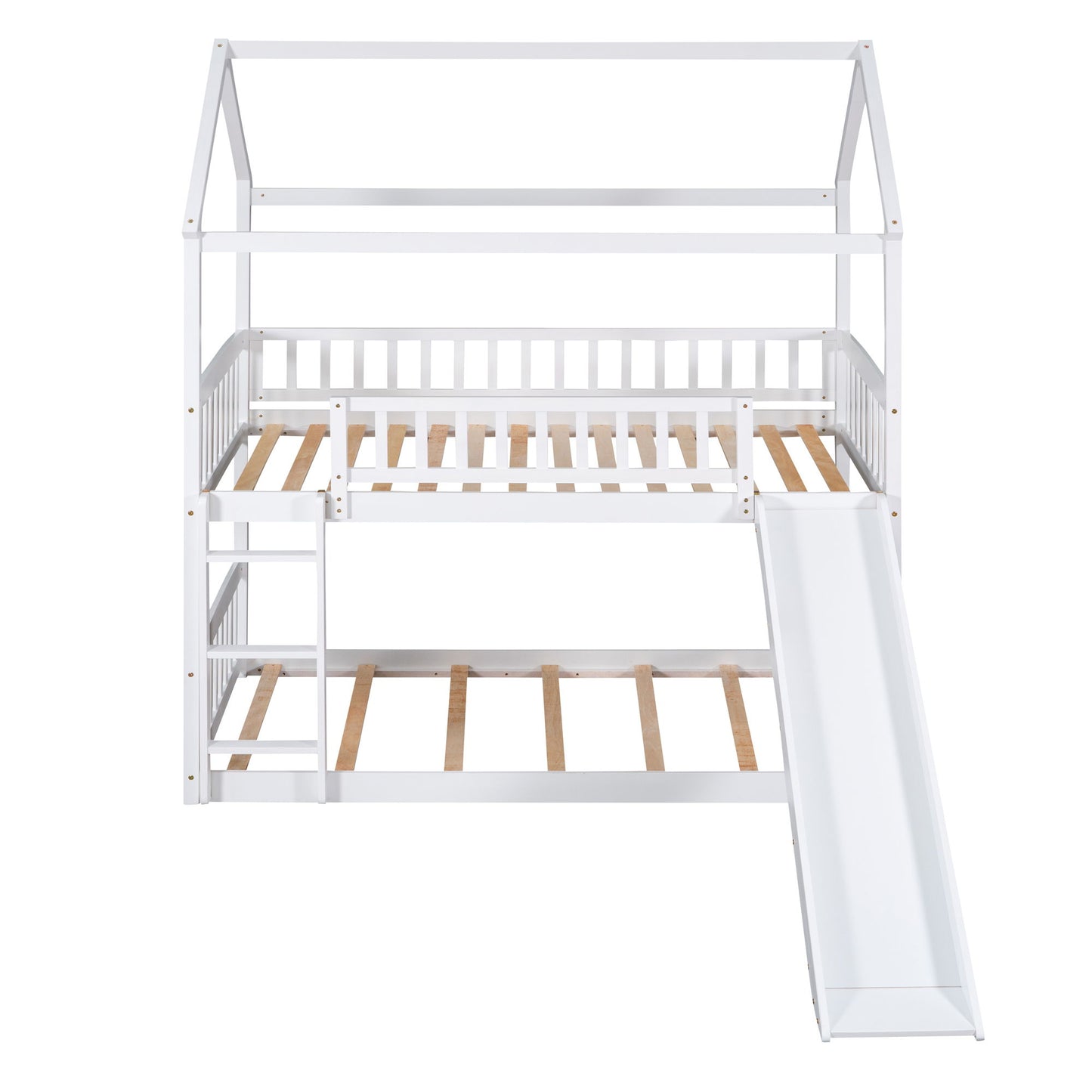 Twin Over Twin Bunk Bed With Slide, House Bed With Slide