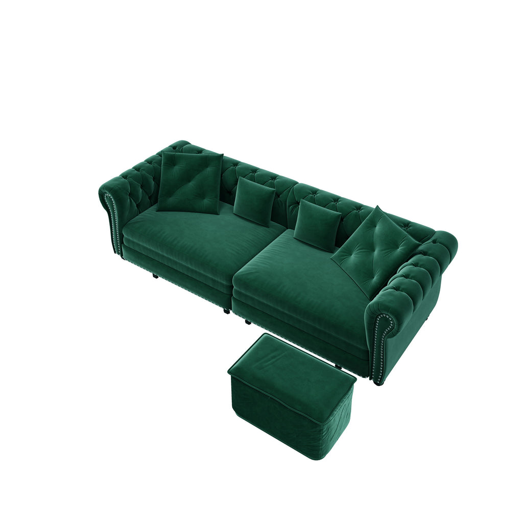 3 In 1 Pull Out Sofa Bed With Movable Ottoman
