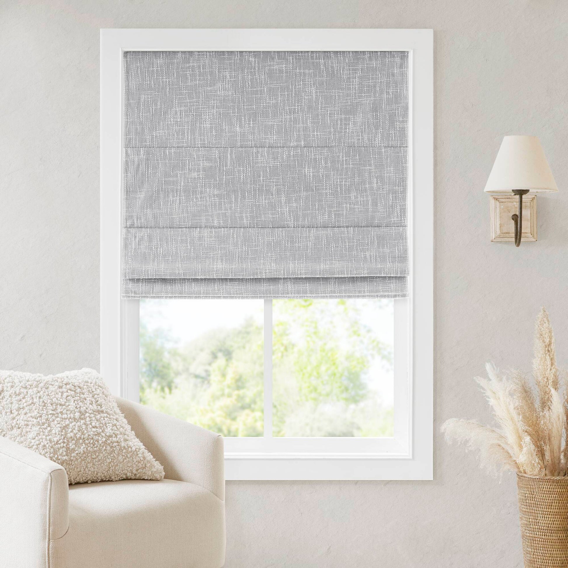 Quincy - 33x64" Total Blackout Cordless Roman Shade - Light Gray