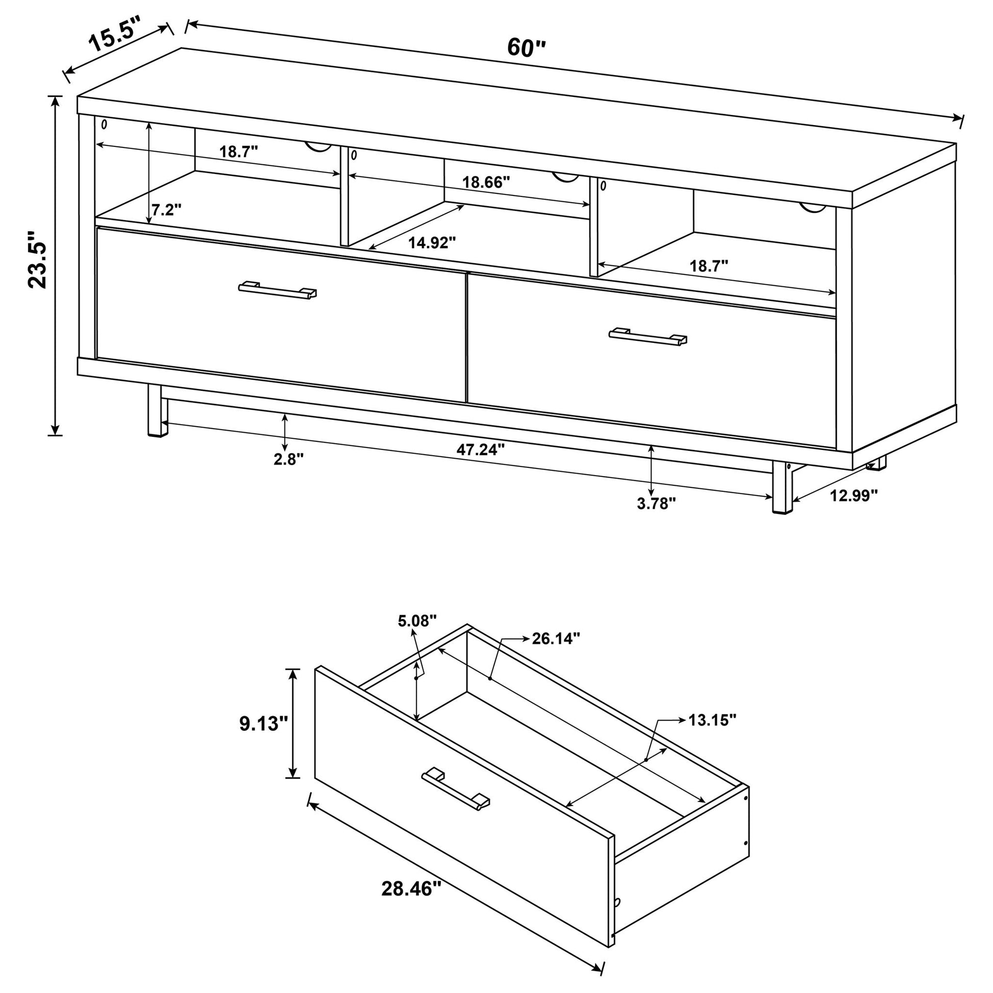 Drawer Storage TV Console