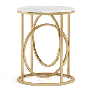 Round End Table - White / Gold