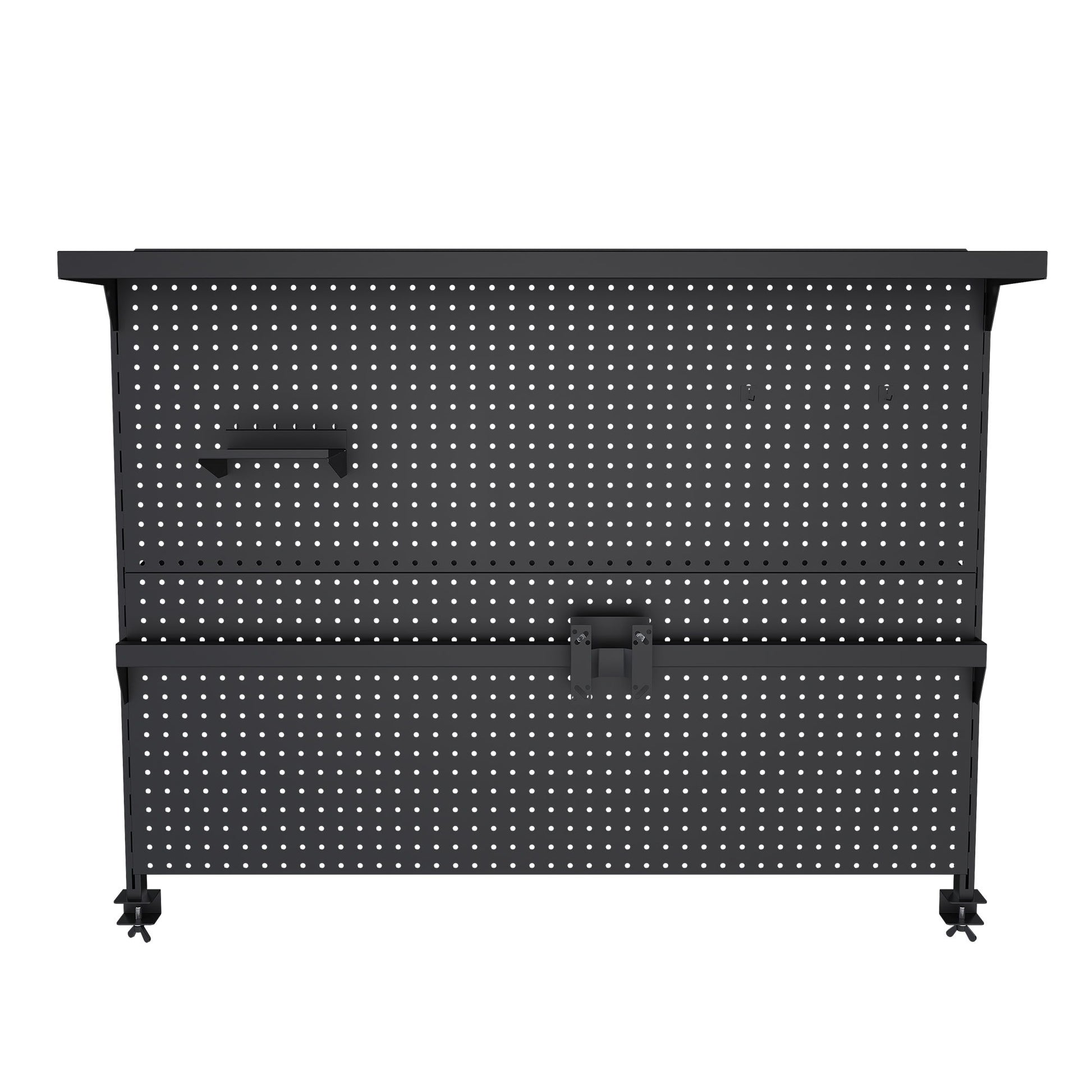 Clamp On Desk Pegboard With Single Monitor Stand
