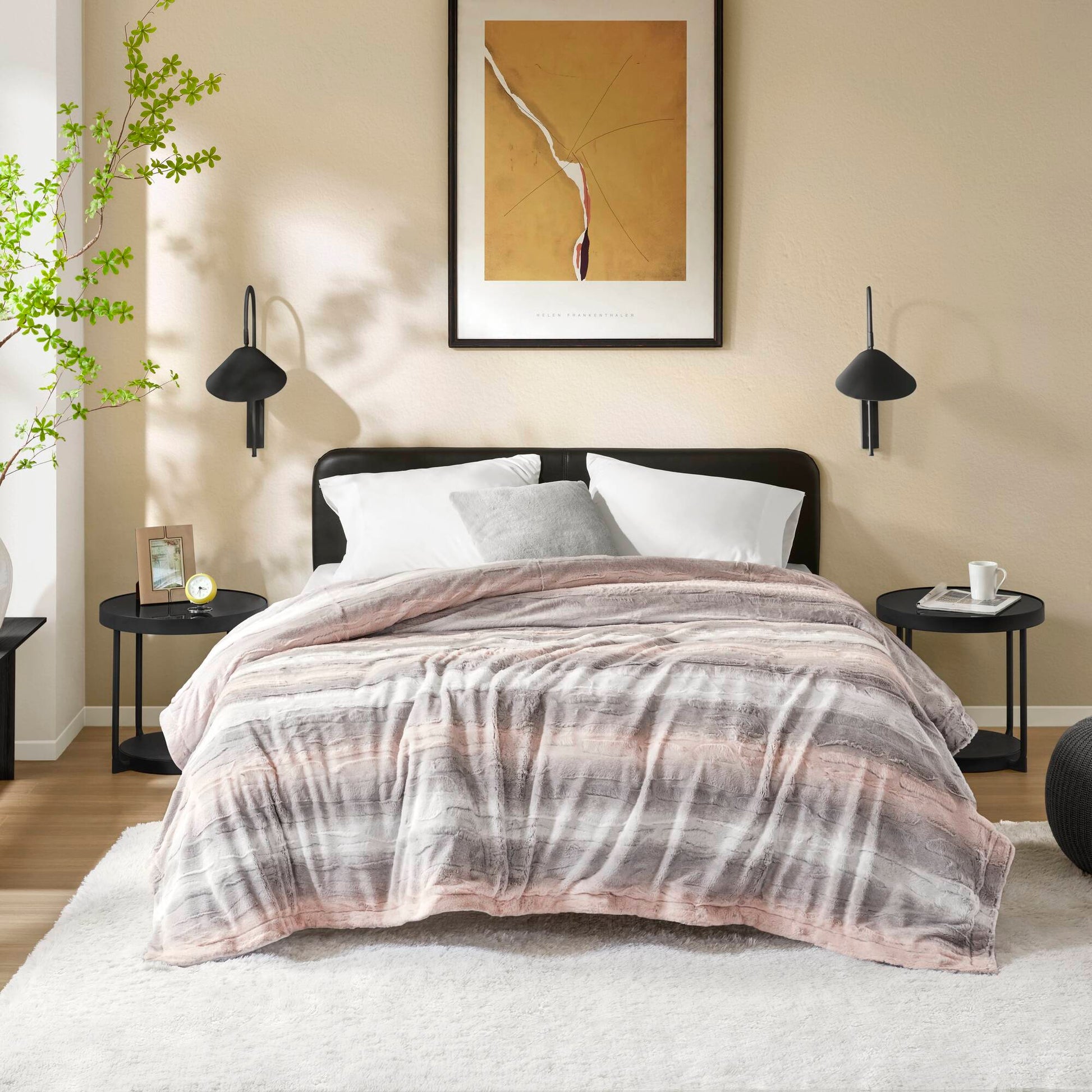 Zuri - 90" x 90" Blanket - Blush / Gray