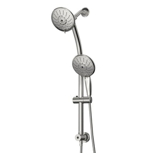 5" Multi Function Dual Shower Head With Adjustable Slide Bar - Chrome