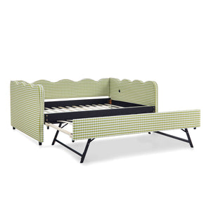 Gingham Daybed & USB Charging Port, Wave-Shaped Design