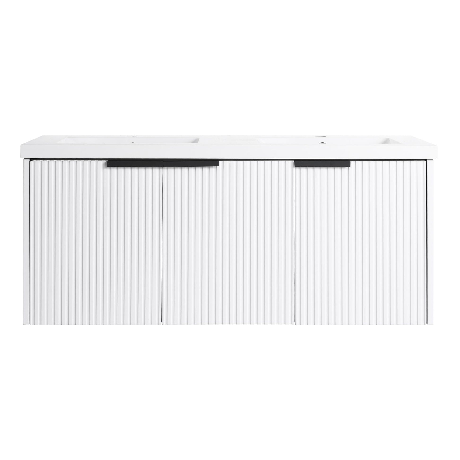 Contemporary Wall Mounted Bathroom Vanity With Resin Double Sink