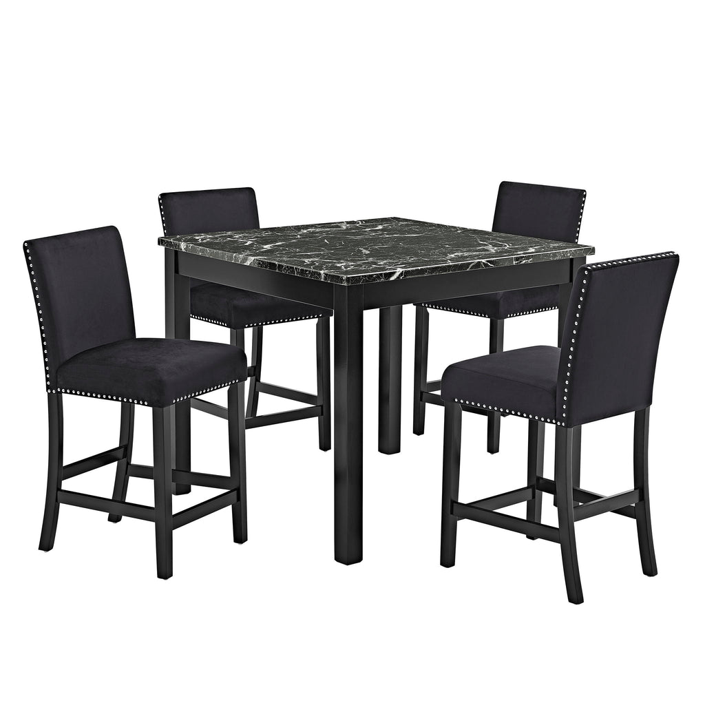 5 Piece Counter Height Dining Set With Table And Upholstered Chairs