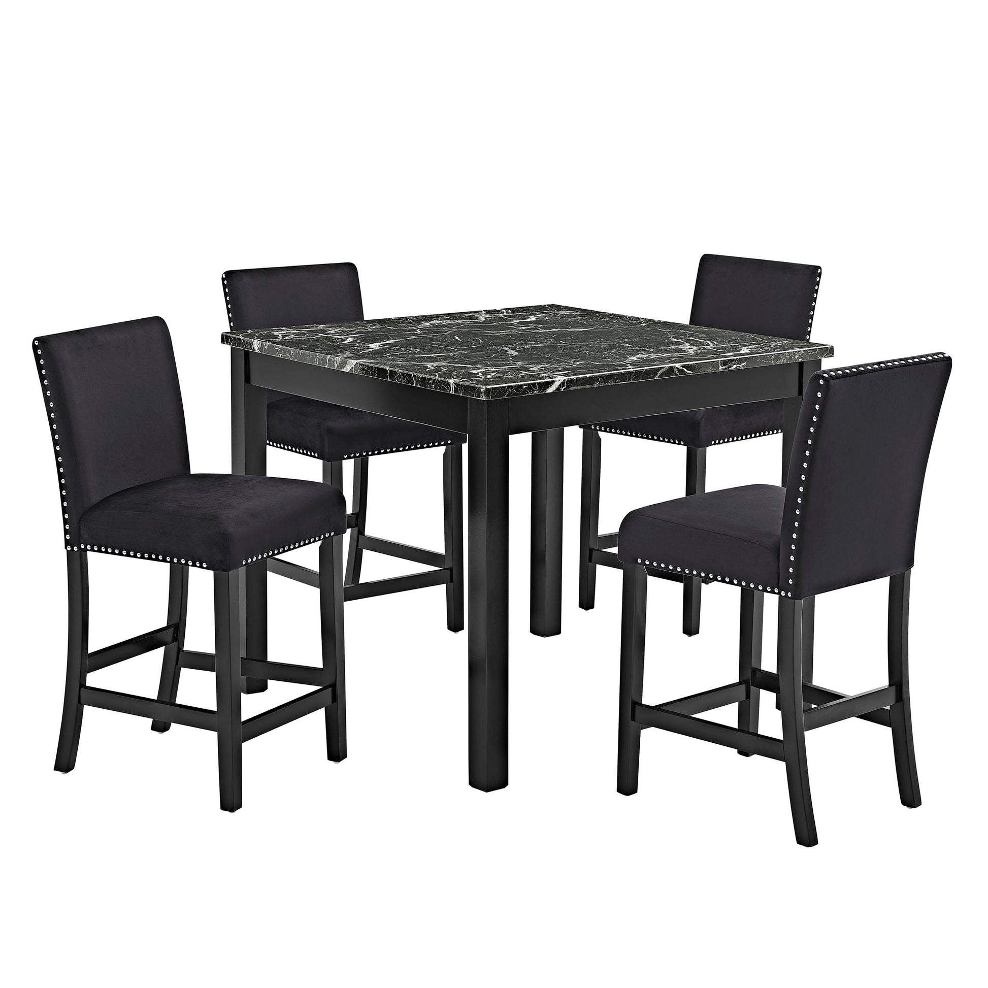 5 Piece Counter Height Dining Set With Table And Upholstered Chairs