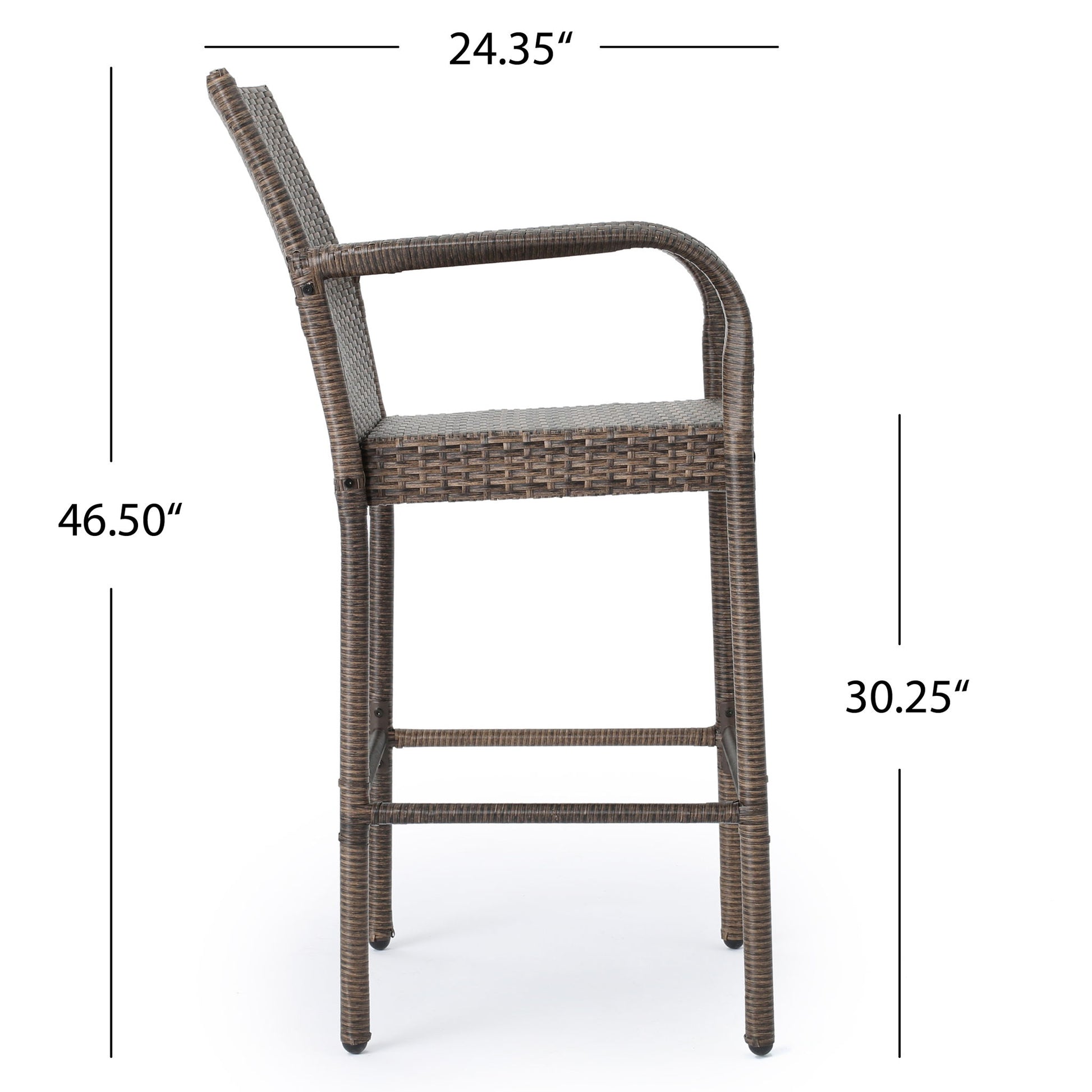 Outdoor Wicker Barstools With Rattan And Iron Frame