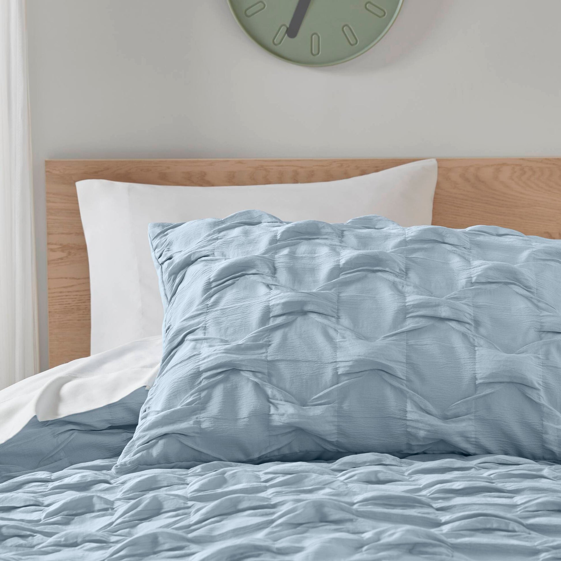 Bailey - Full/Queen Diamond Pucker Comforter Set - Blue