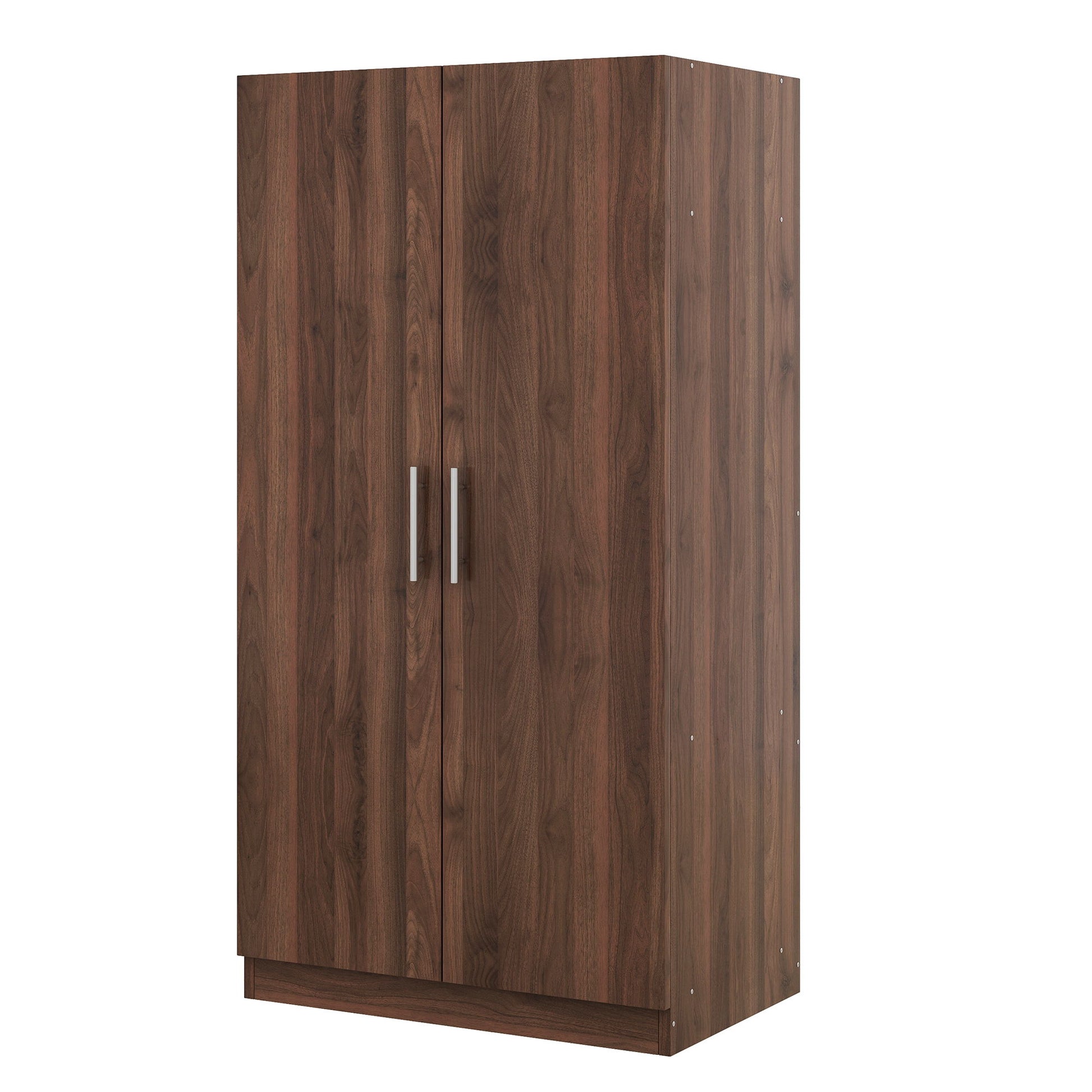 2 Door Wooden Wardrobe Armoire With 3 Storage Shelves - Brown