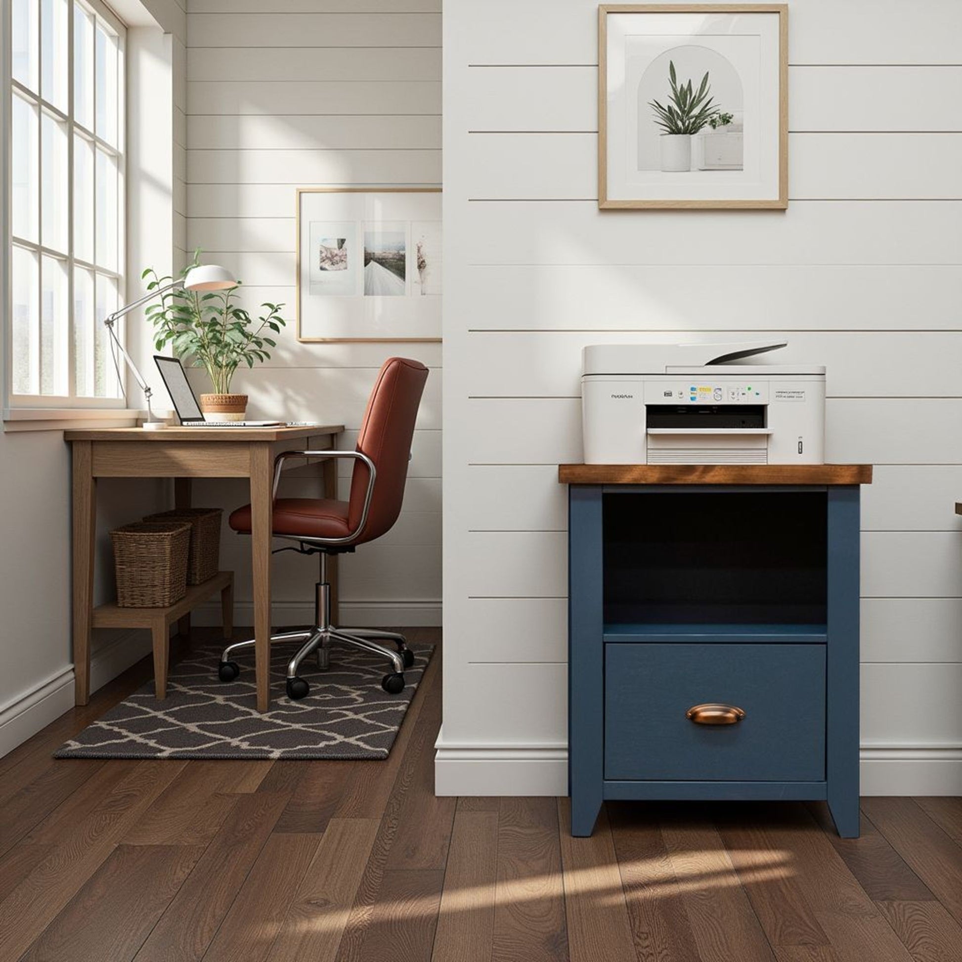 Nantucket - Drawer File - Blue Denim, Whiskey