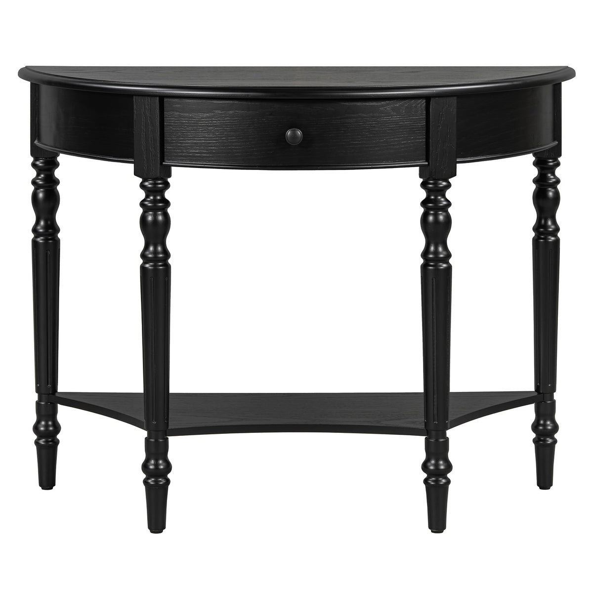 Half Moon Console Table With Drawer & Shelf