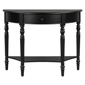 Half Moon Console Table With Drawer & Shelf