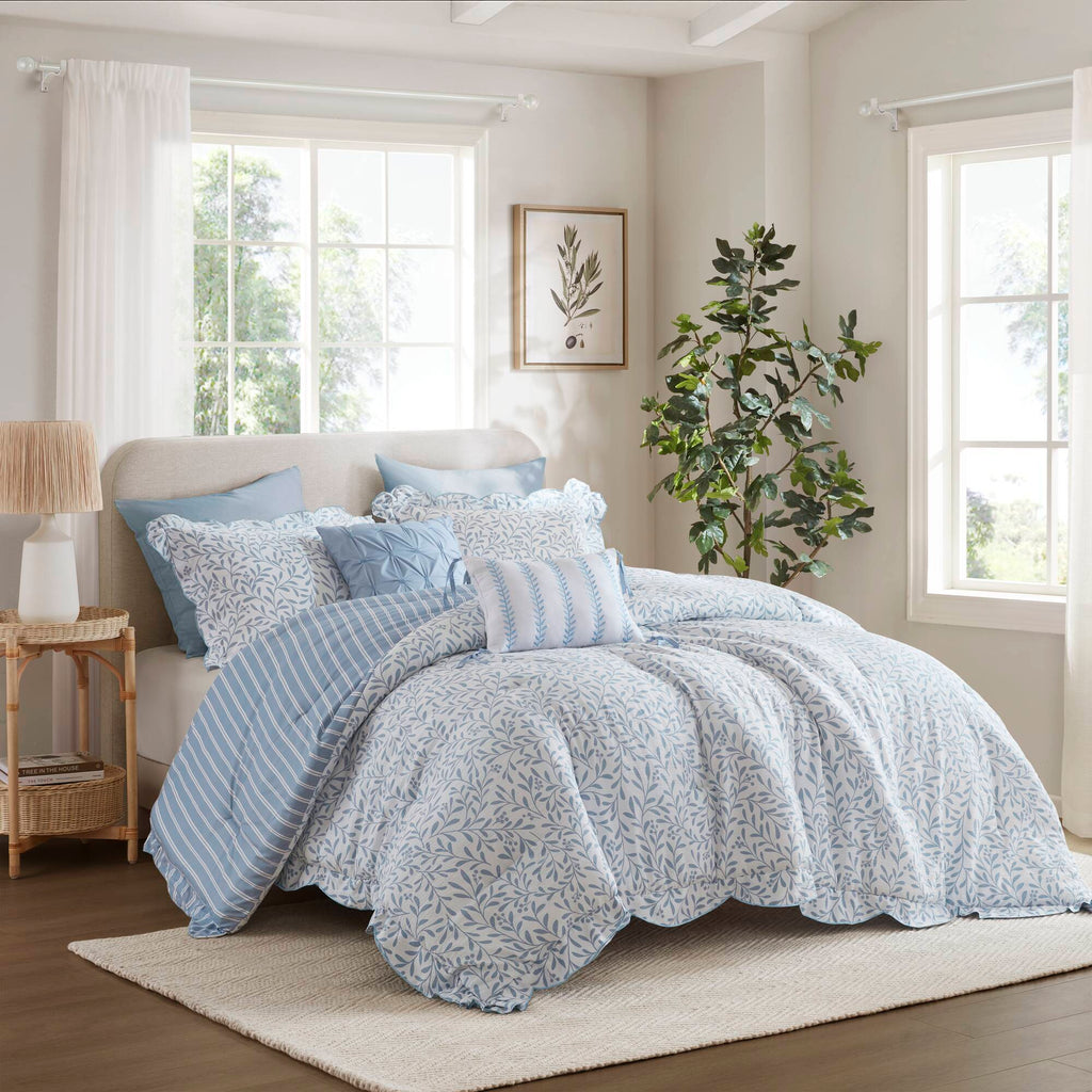 Darcy - 5 Piece Print Comforter Set - Blue
