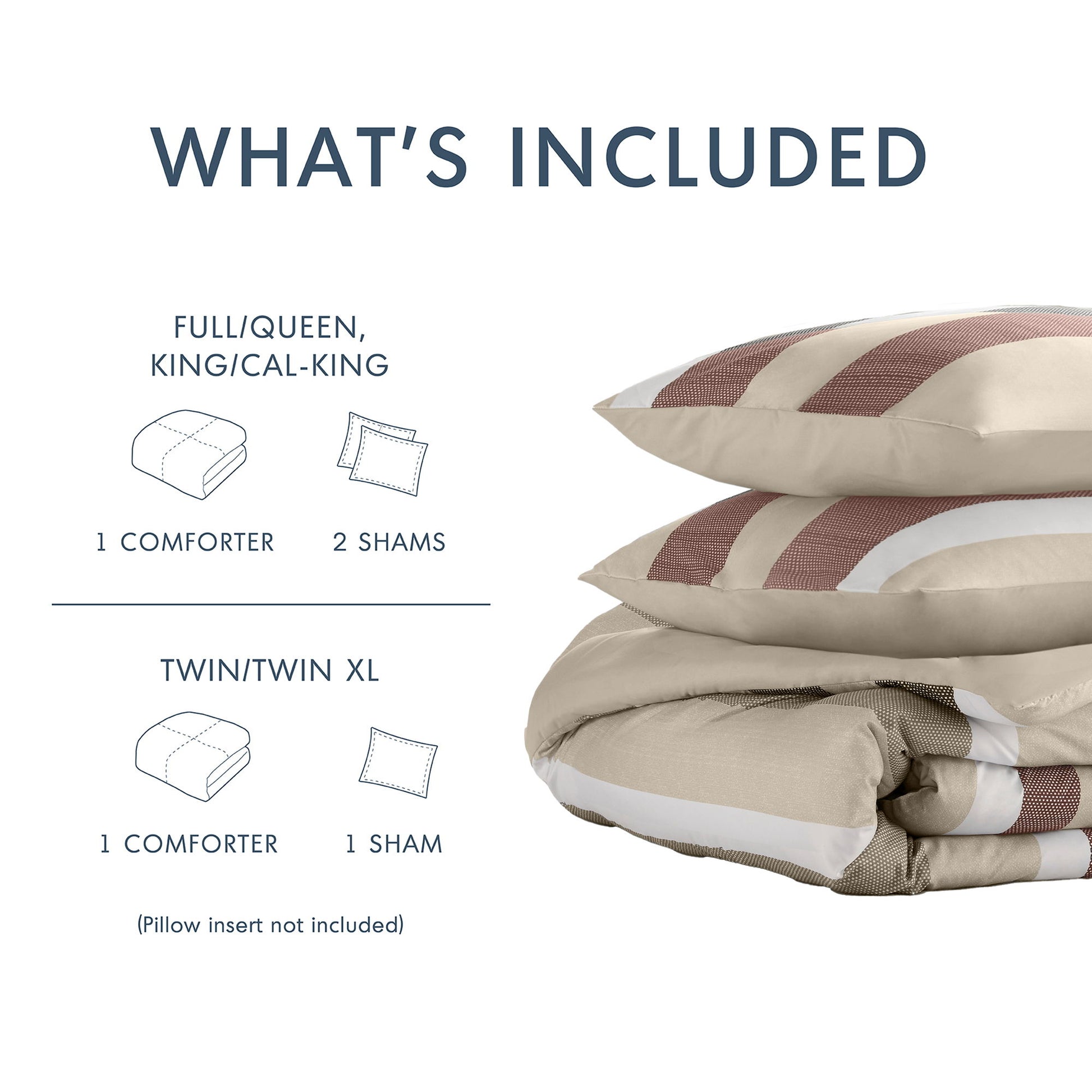 Blais - Stripe Textured Print Comforter Set King - Terracotta