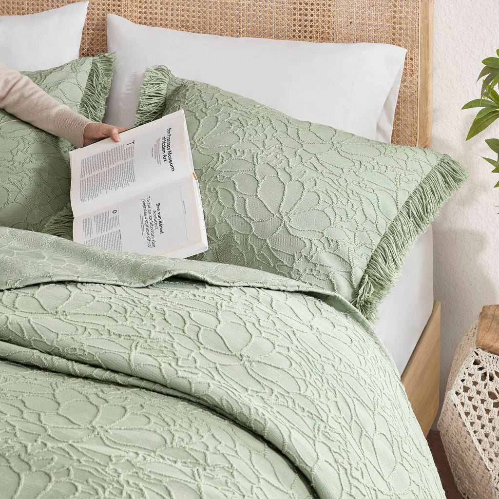 Willow - 3 Piece Queen Bedspread Set - Sage