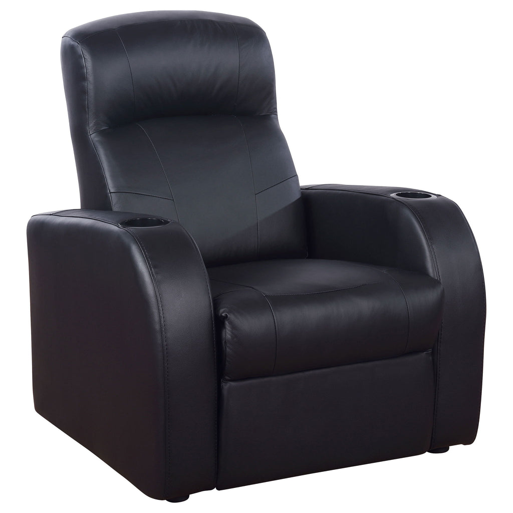 Franky - 7 Piece Seater Home Theater Set, Reclining Chairs & Storage Consoles - Black