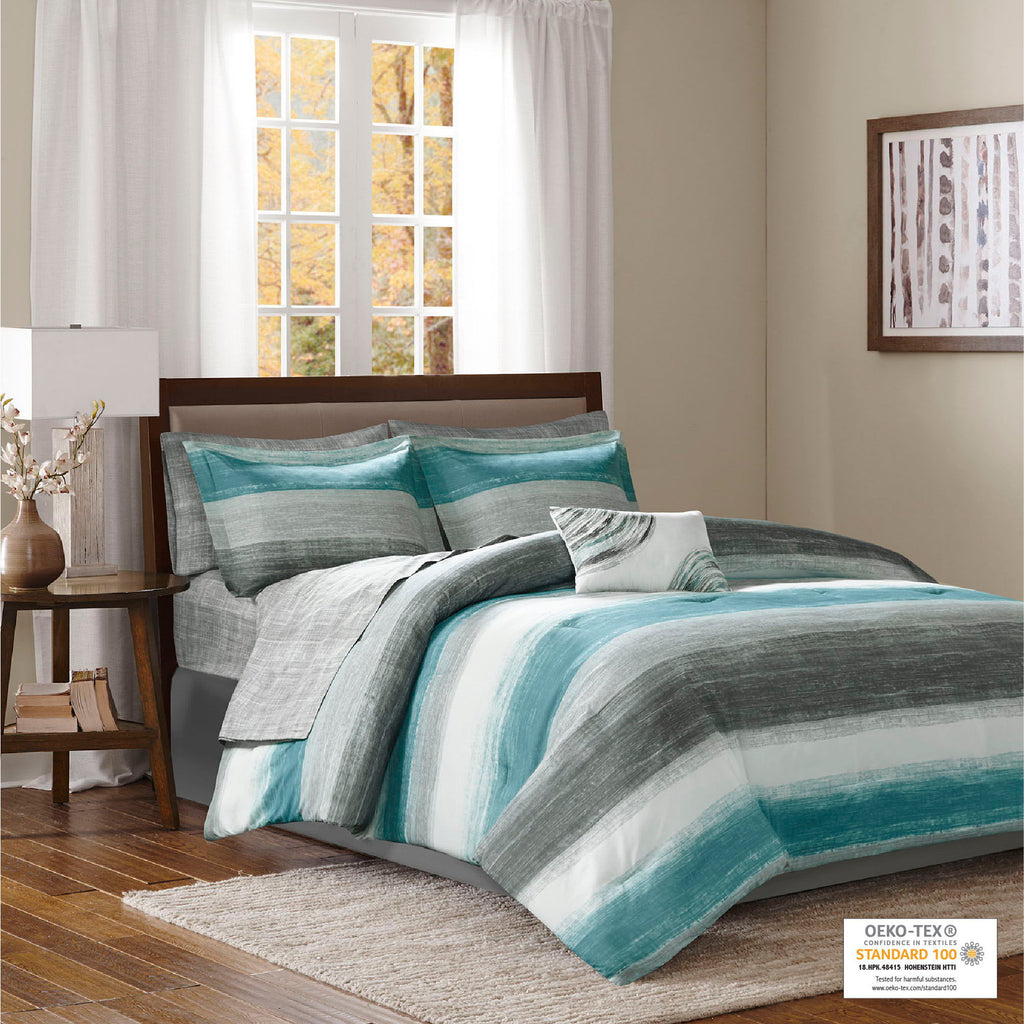 Saben - Complete Comforter And Sheet Set - Aqua