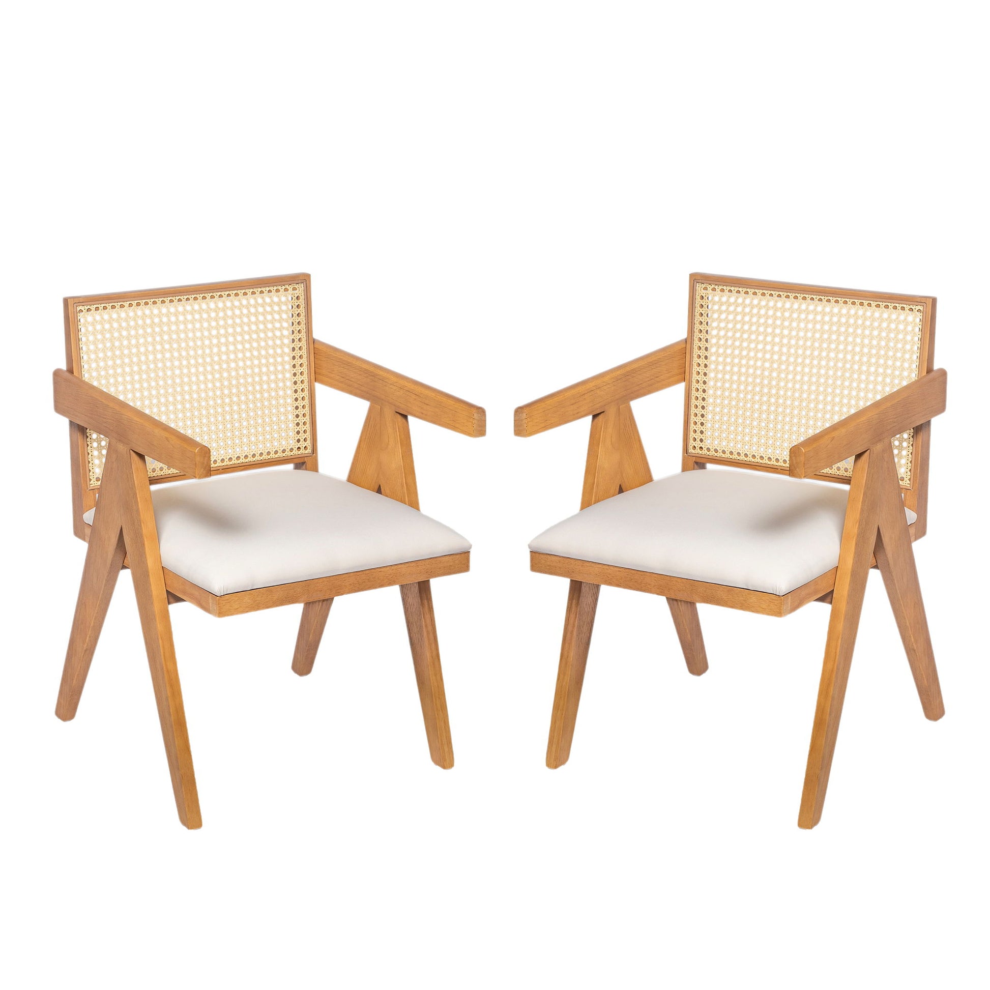Chandigarh Farmhouse Style Cane Upholstered Dining Chairs (Set of 2)