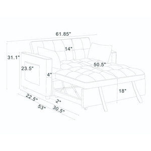 Sienna - Tufted Convertible Sleeper Sofa With Chaise - Gray