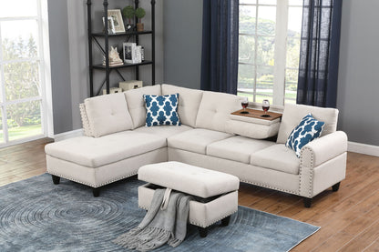 Alger - 98" Wide Left Hand Facing Sofa & Chaise With Ottoman