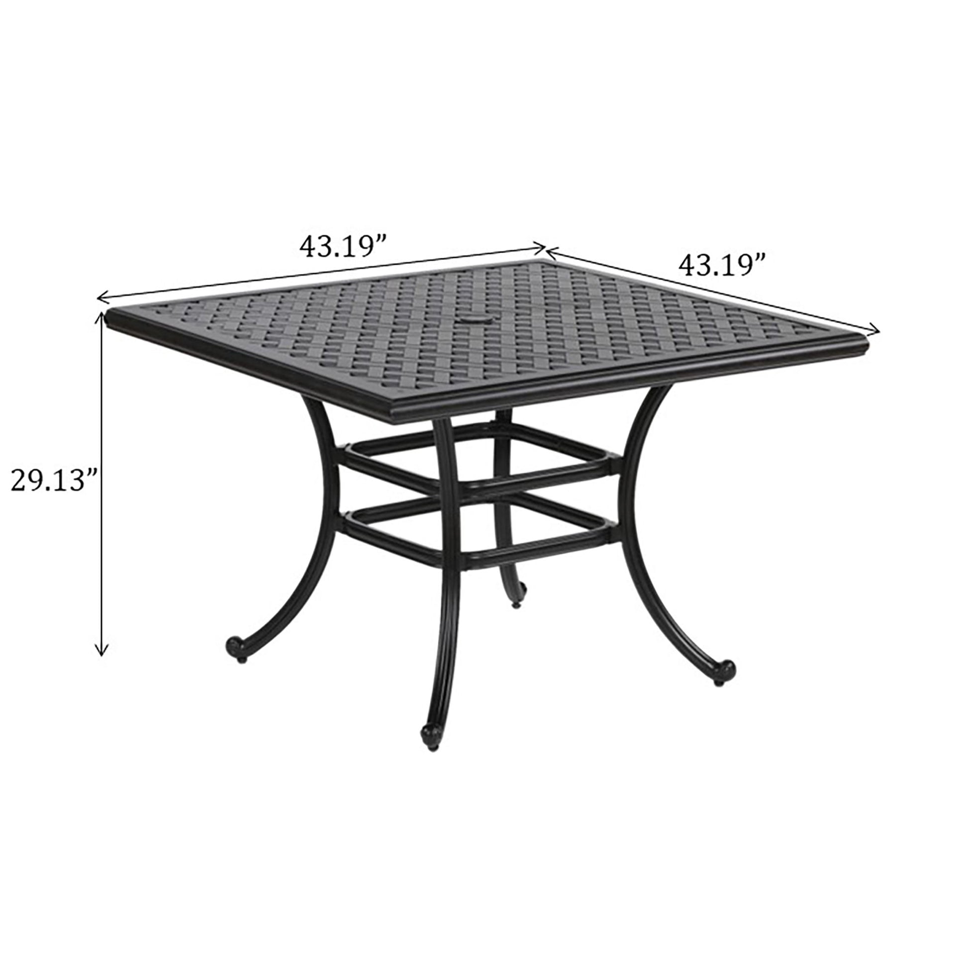 Square 4 Person 43.19" Long Aluminum Dining Set With Cushions