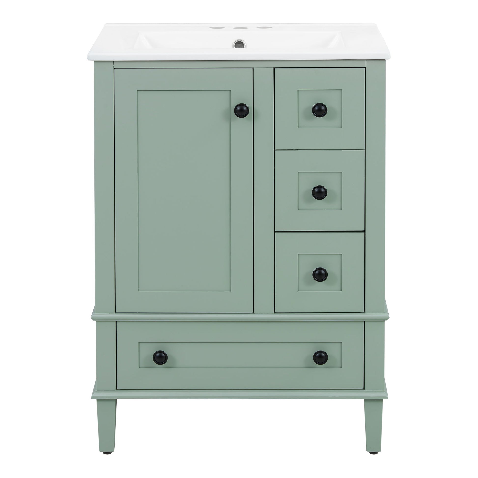 Bathroom Vanity With Integrated Basin, Soft Close Drawers, Door Mounted Double Layer Shelf