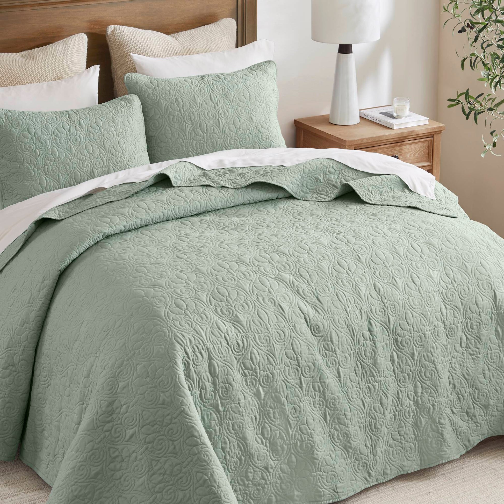 Quebec - Queen Reversible Bedspread Set - Seafoam