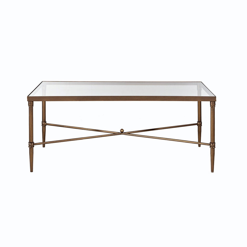 Metal Rectangle Coffee Table With Tempered Glass Top - Bronze