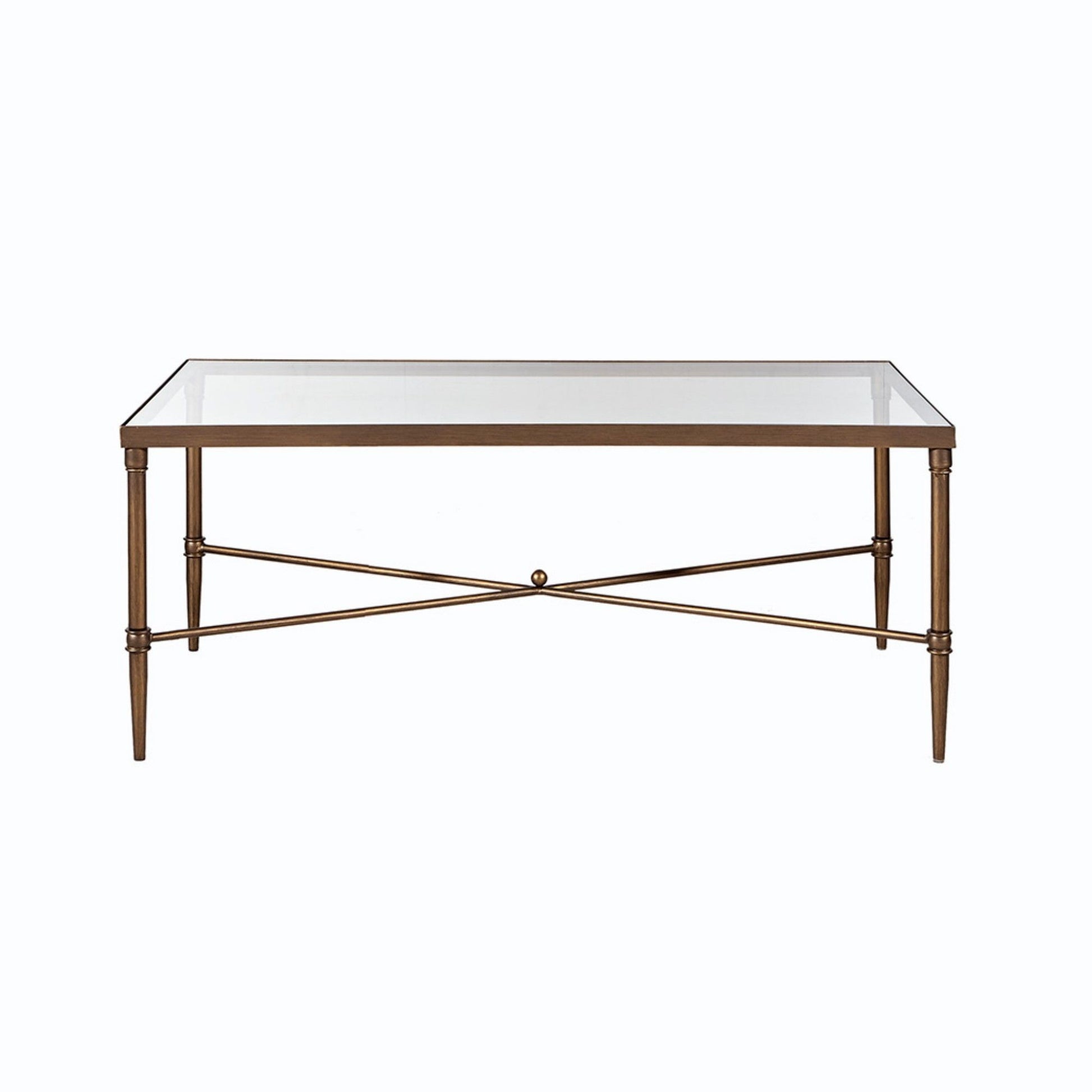Metal Rectangle Coffee Table With Tempered Glass Top - Bronze
