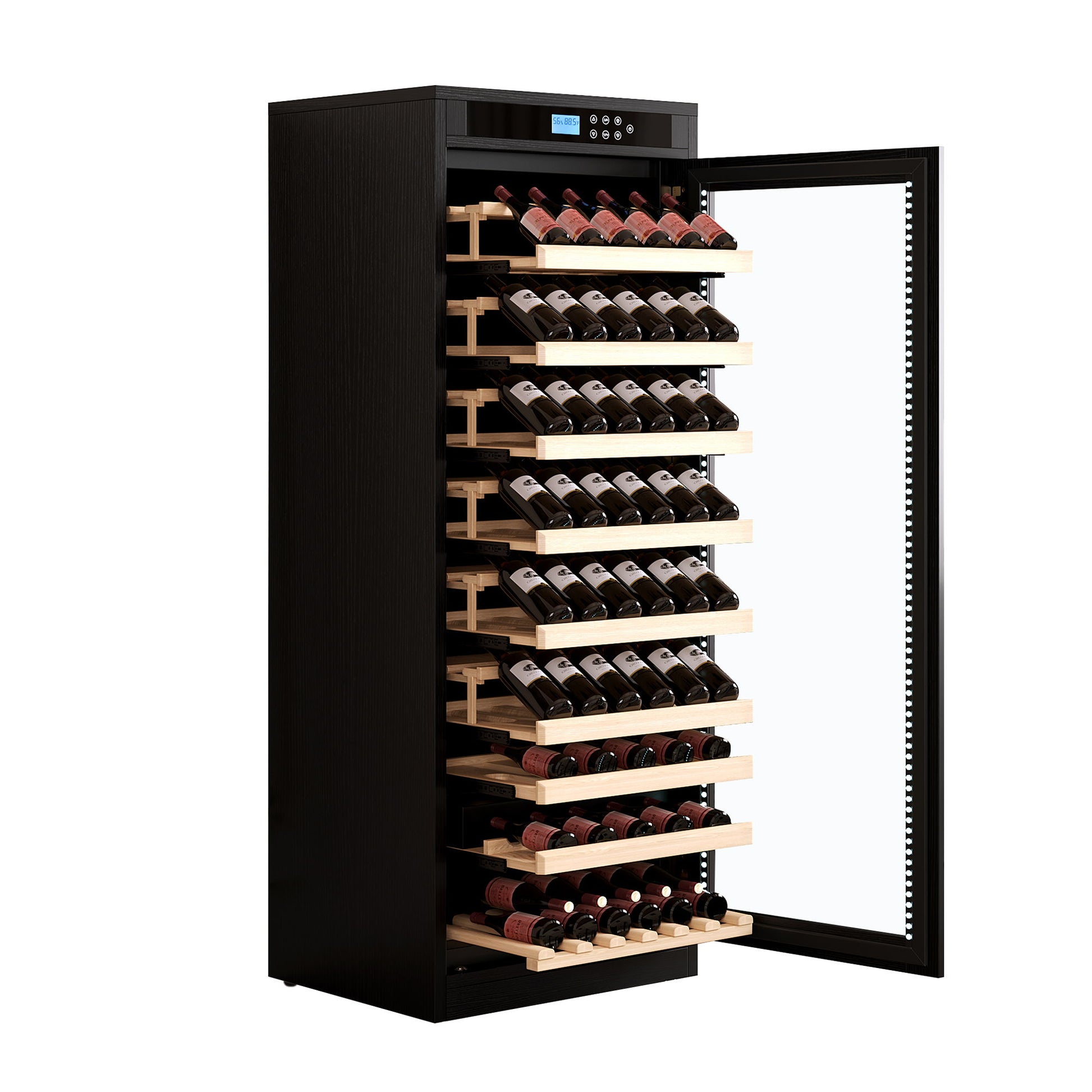 Intelligent Temperature Controlled Multi Tiered Grape Wine Cabinet - Black