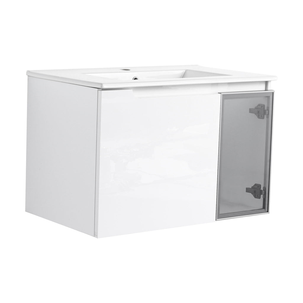 Wall Mounted Bathroom Vanity With Sink, 2 Soft Close Doors, Cabinet & Half Door