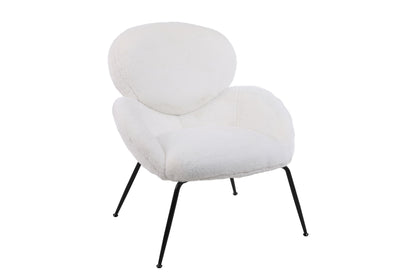 Modern Sherpa Chairs Accent Armchairs For Living Dining Room, Upholstered Chairs With Metal Legs, Comfy And Soft Chairs For Bedroom, Cute Vanity Chairs