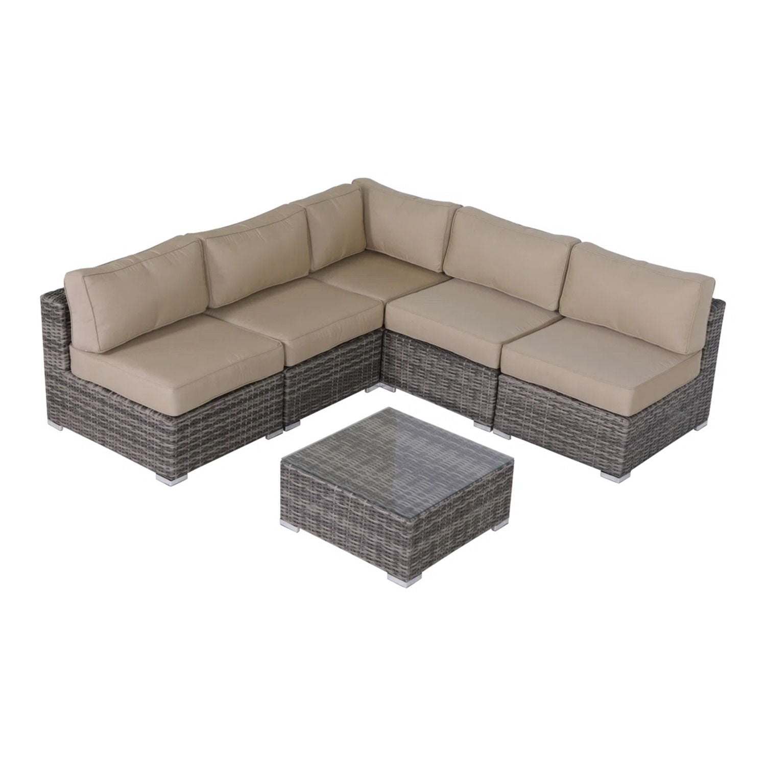 Seating Set With Cushions Handcrafted Wicker Design