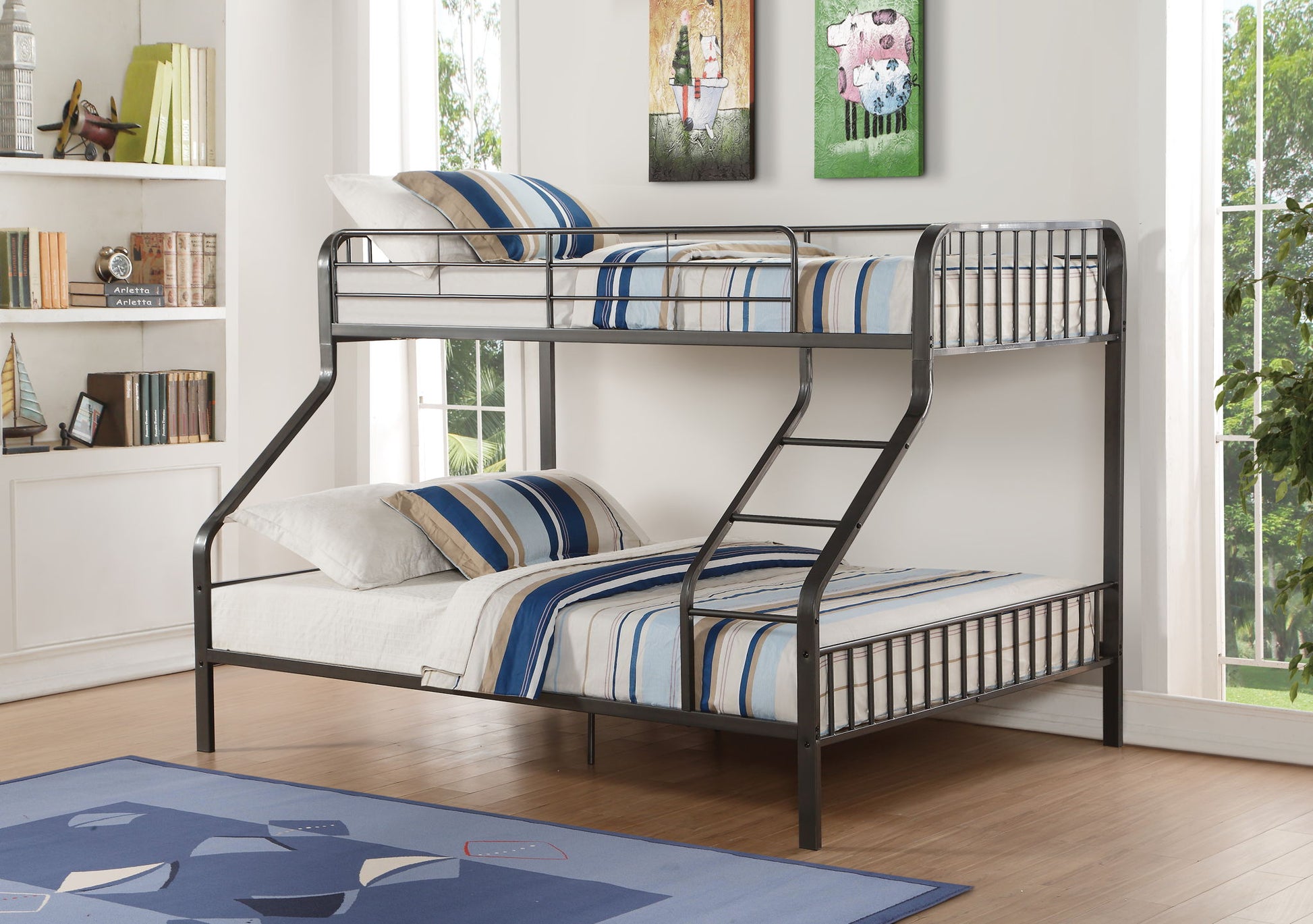 Caius - Twin Long Queen Bunk Bed - Gun