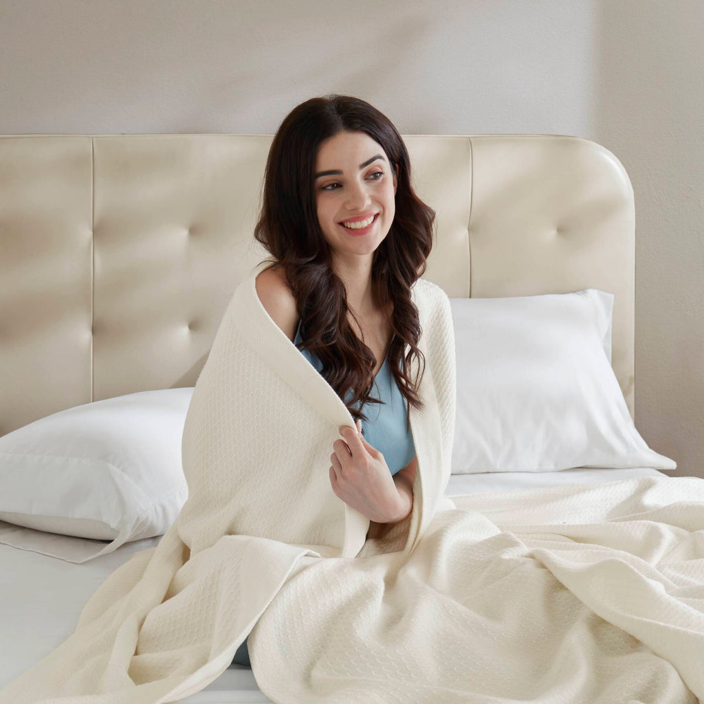 Egyptian Cotton - King Blanket - Ivory