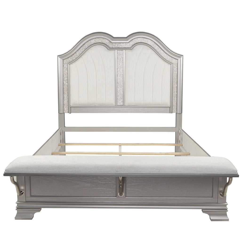 Elegant Bed With Built In Footboard Bench, USB