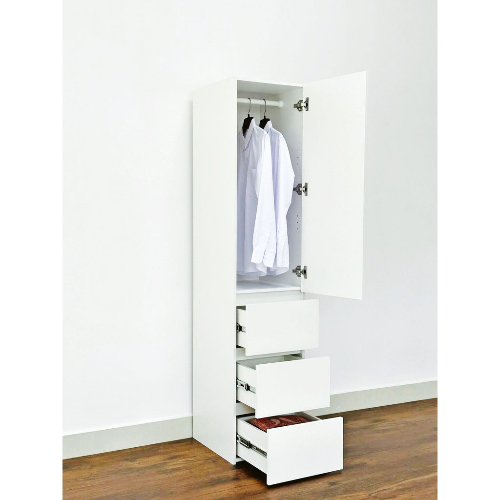 Elise - Slim Modular Wood Closet Cabinet With Drawers In Durable Melamine And Wood 71" Height - White