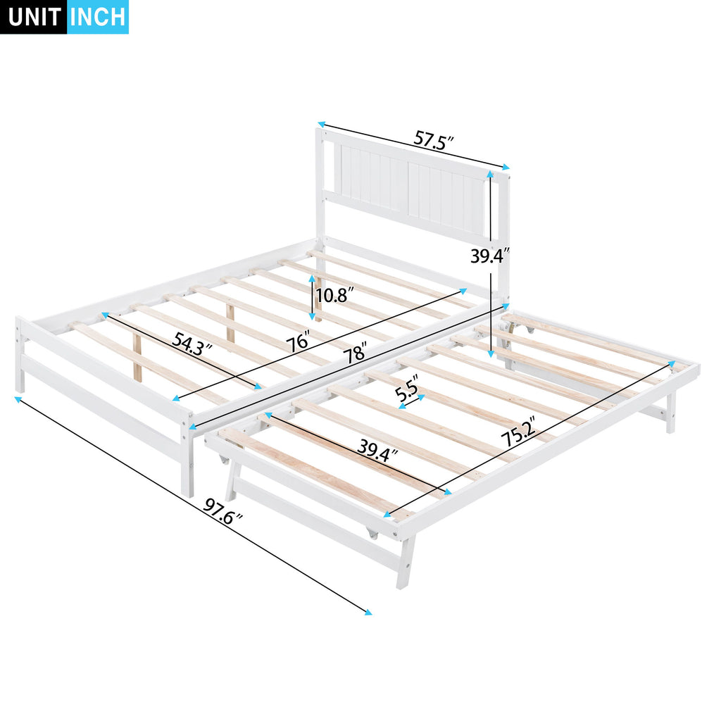 Platform Bed With Adjustable Trundle
