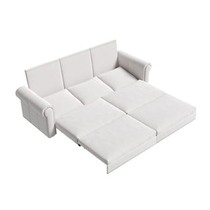 Pull Out Sofa Bed 3 In 1 Velvet Convertible Sleeper Sofa With Nailhead Trim & Rolled Arm, Multi Functional