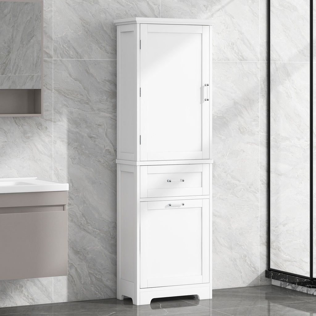 Tall Freestanding Bathroom Storage Cabinet With Adjustable Shelf And 2 Drawers