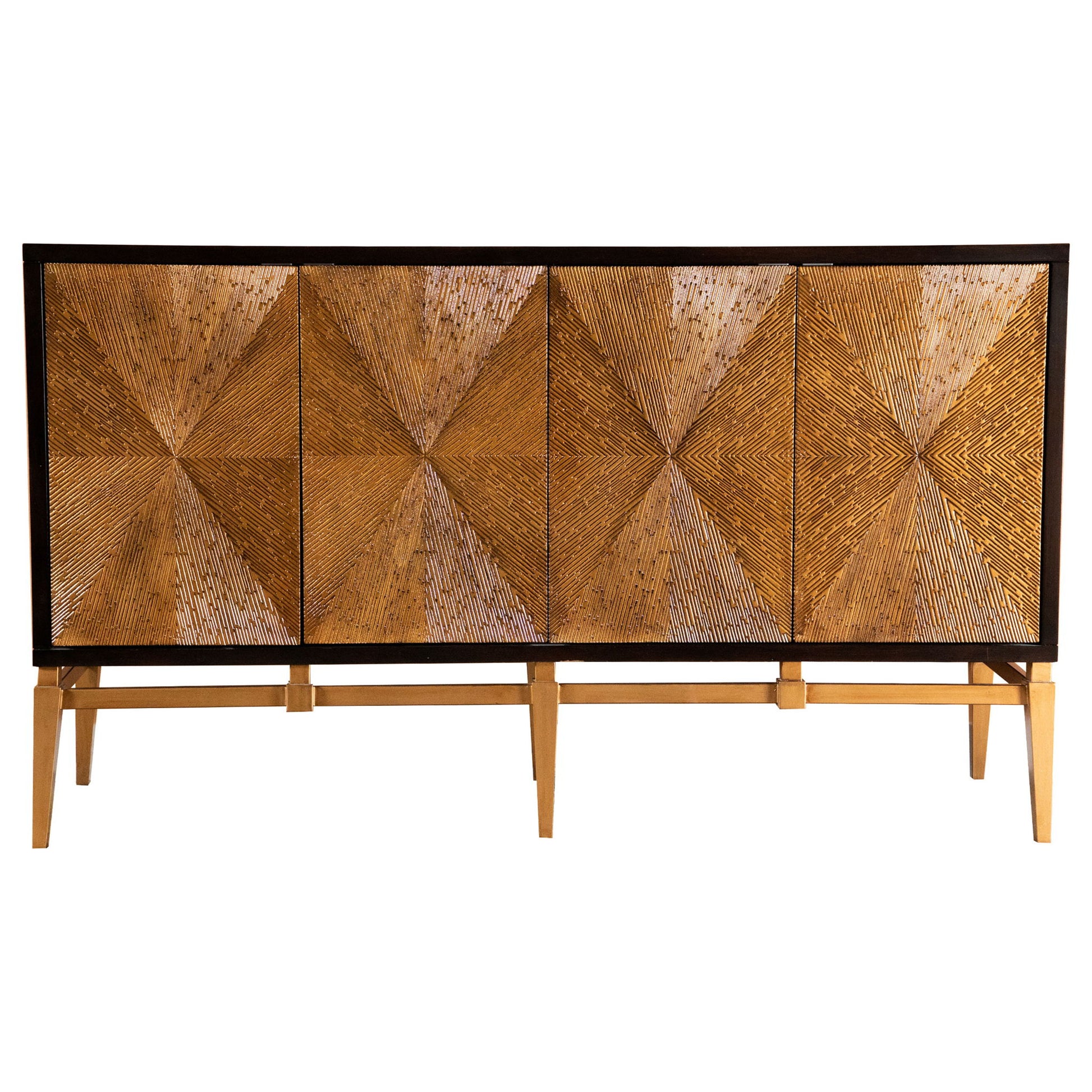 Capri - 4 Door Accent Cabinet - Brown / Gold