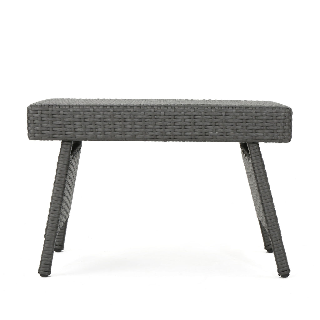 Outdoor Wicker Table With Rectangular Tabletop - Gray