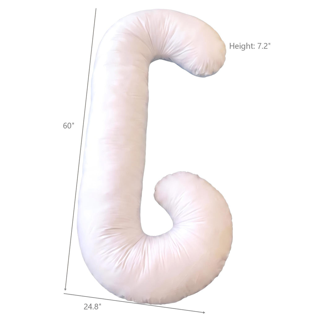 C - Shape Pregnancy Body Pillow With Soft Cover For Back - White