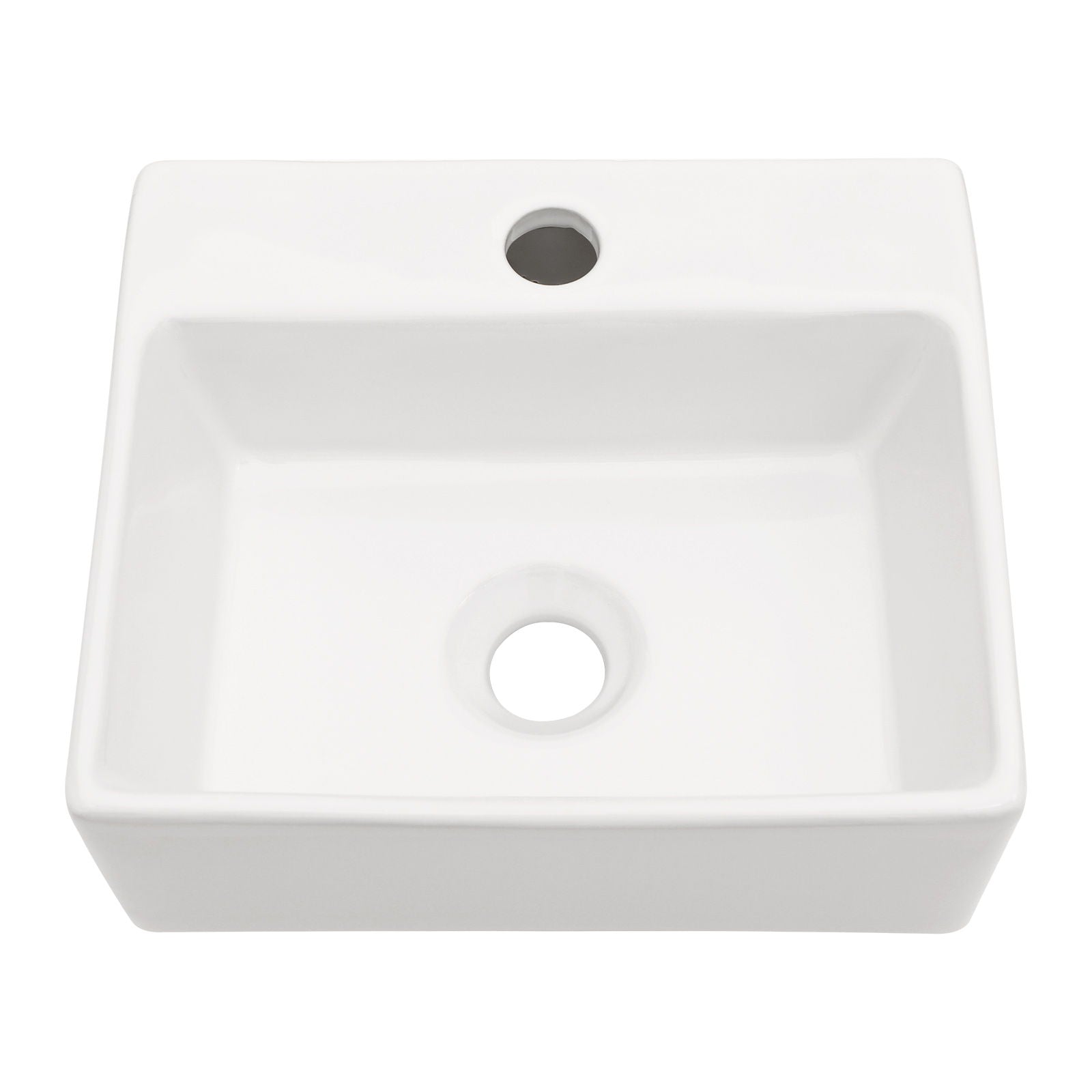 Ceramic Rectangle Wall Mount Bathroom Sink With Single Faucet Hole