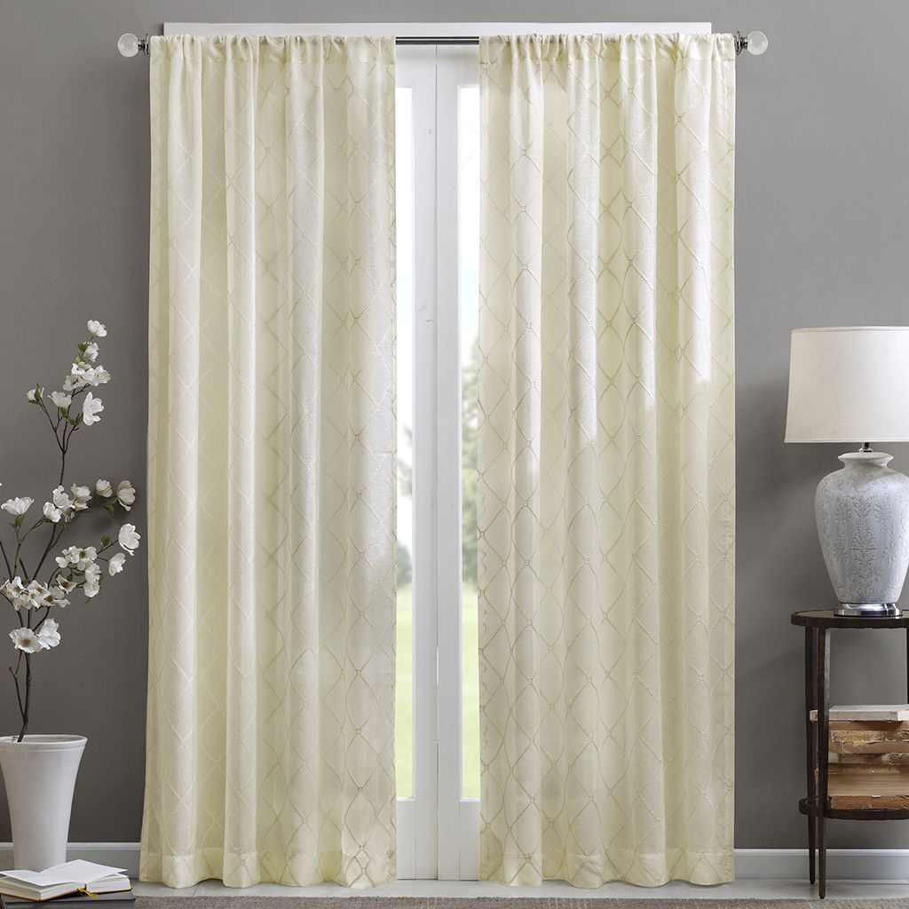 Irina - 84" Diamond Sheer Window Curtain - Ivory