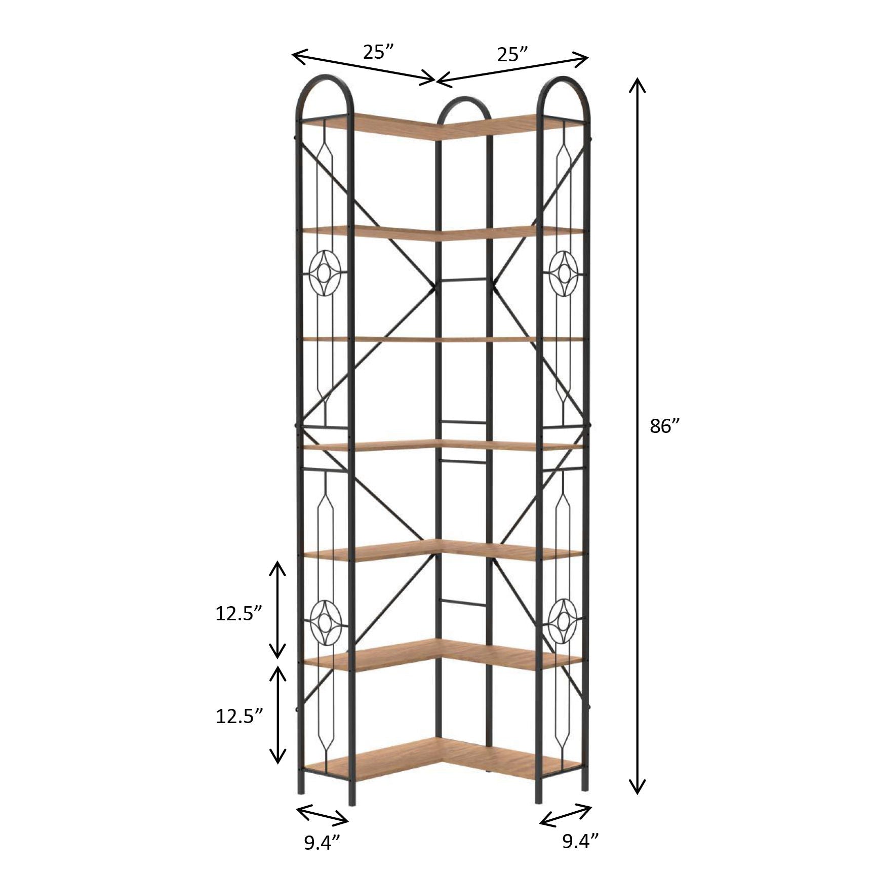Industrial Style Corner Bookshelf With Thickened Iron Frame