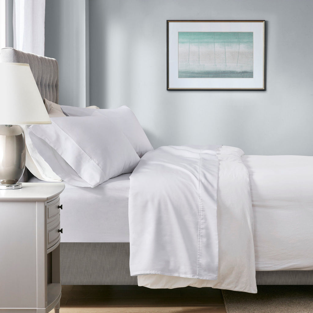 1000 Thread Count - King HeiQ Smart Temperature Cotton Blend 4 Piece Sheet Set - White