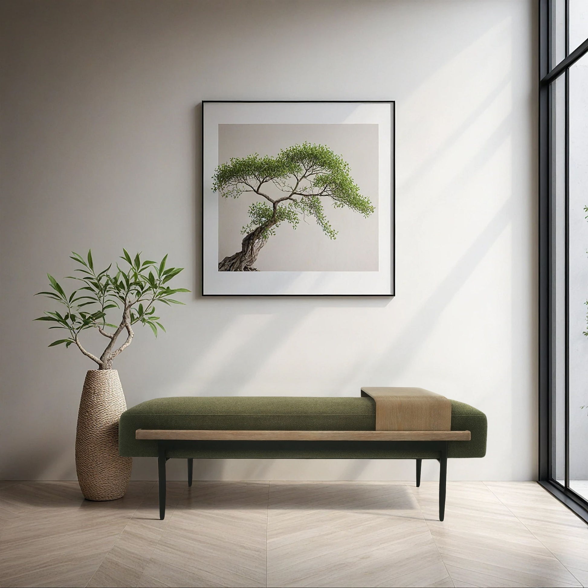 Perry - Cocktail Ottoman With Slide Tray - Green